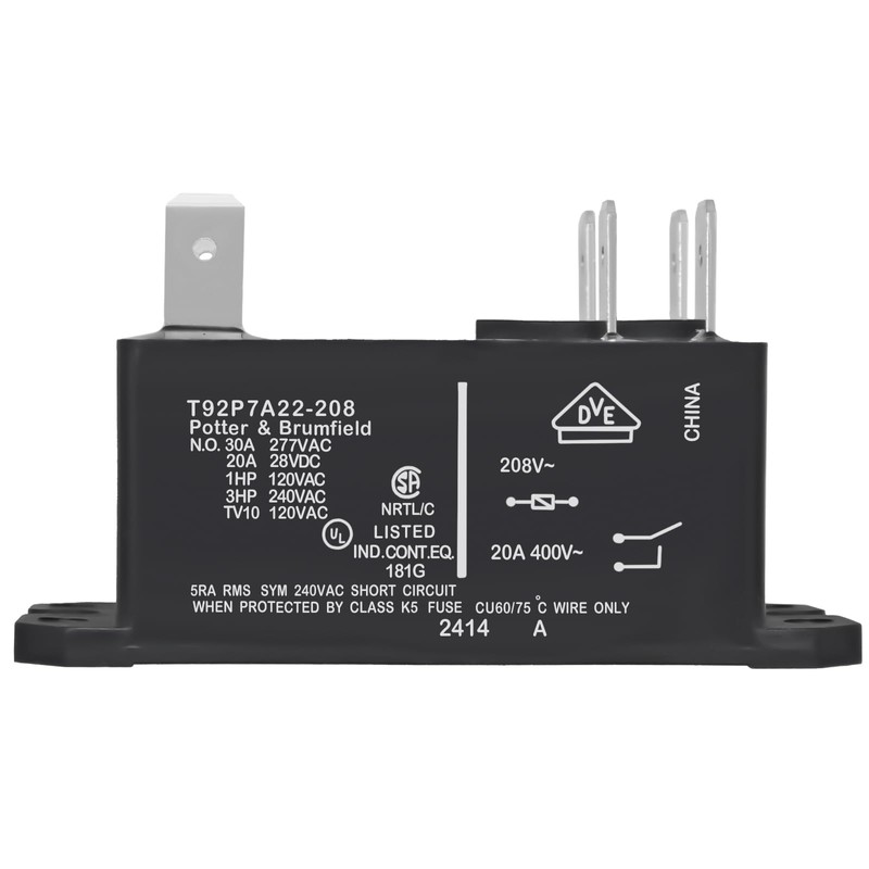 T92P7A22-208 Power Relay – DPST-NO 208VAC 30A Panel Mount Relay