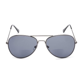 Readers.com Reading Sunglasses: The Legacy Bifocal Reading Sunglasses Metal Aviator Style for Men and Women - Grey with Smoke, 2.75