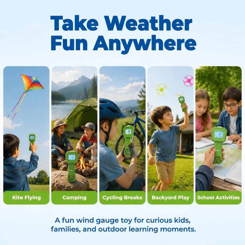 Wind Speed Anemometer, Handheld Digital Wind Speed Meter Toy for