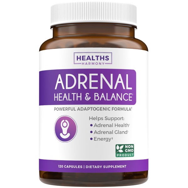 Adrenal Support & Cortisol Manager (Non-GMO) Powerful Adrenal Health with L-Tyrosine & Ashwagandha - Maintain Balanced Cortisol Levels & Stress Relief - Fatigue Supplement - 120 Capsules
