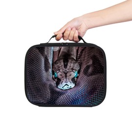 Snake Animal Print Portable Lunch Bag without Shoulder Strap, Reusable Insulated Lunch Box Cooler Bag for Kids Boys