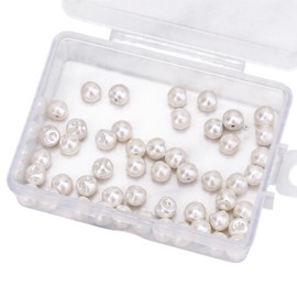 EMTPJAL 6mm Pearl Buttons, 50 Pack White Resin Sewing Buttons