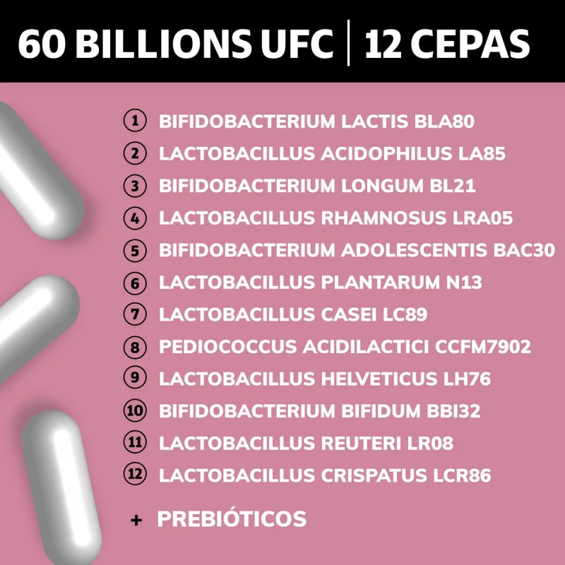 Probióticos Mujer 60 Billion + Prebióticos + Inulina De Agave|