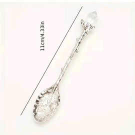 crystal top herbal spoons for teas + spells - Color: Silver