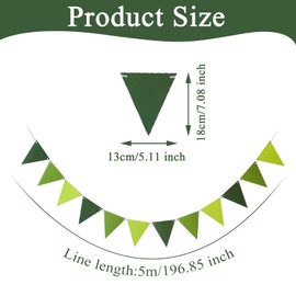 16.4ft Green Bunting Banner, Pennant Banner Paper Triangle Flags Garland for Birthday Wedding Baby Shower Engagement Bachelorette Anniversary St.Patrick's Party Decorations