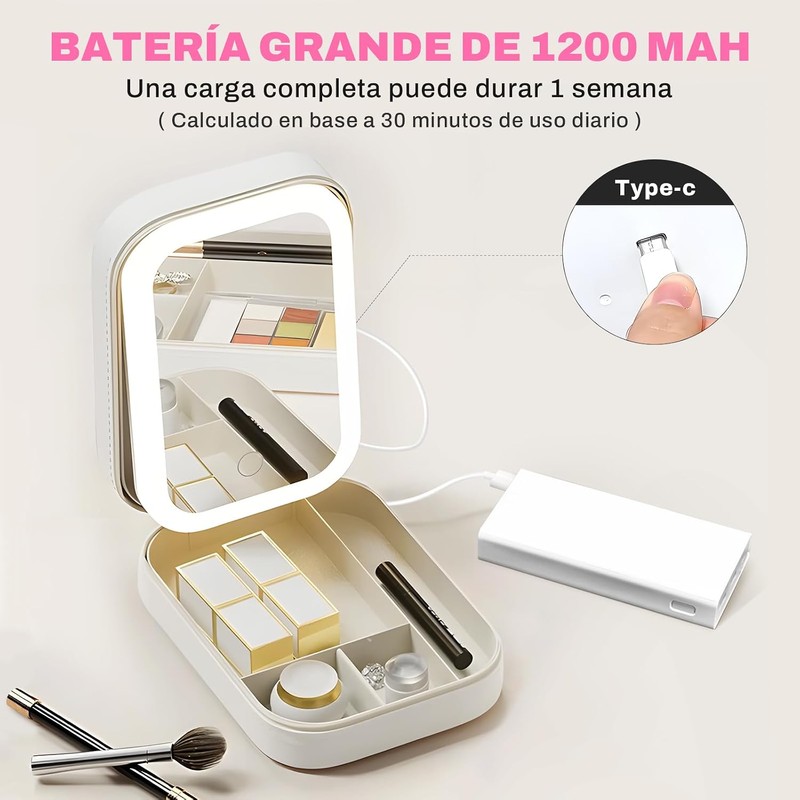 Caja de maquillaje con espejo LED ajustable – AntSay –