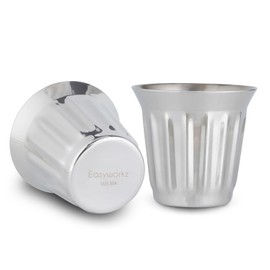 Easyworkz Set of 2 Stainless Steel Double Wall Insulated Espresso Cups 150ml Chrome