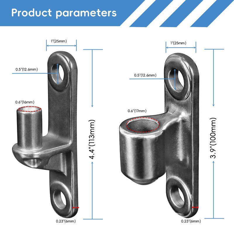 Dakzhou 304 Stainless Steel Gate Hinges 5/8" Heavy Duty Door
