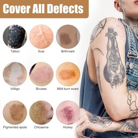 Corrector de Tatuajes, Dos Colores Juego de Corrector para Cubrir | Excelente Maquillaje de Cobertura Completa para acné,Cover para Manchas, Ojeras, Hiperpigmentación, Manchas