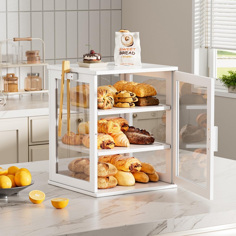 WOWLIVE Bread Box for Kitchen Countertop, Large 3 Layers Bread