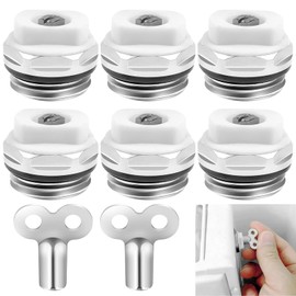 SANTUO Radiator Bleed Valve with 2 Bleed Keys 1/2 Inch Nickel-Plated Brass Heating Bleed Valve Manual Heating Valve Heating Key Exhaust Nozzle Vent Plug Valve Set of 6