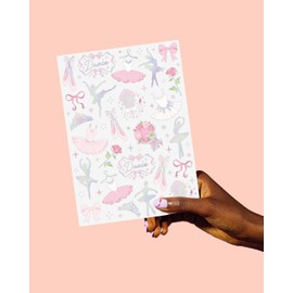 xo, Fetti Ballerina Party Temporary Tattoos - 50 Iridescent Foil | Happy Birthday Princess Decorations, Bow Girl Baby Shower Accessory, Ballet Theme Favor, Dancer Gift + Tutu Supplies
