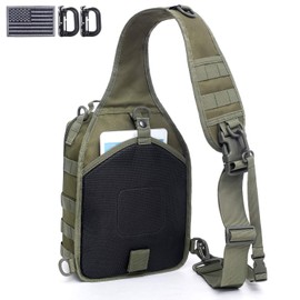 Tactical Sling Bag Pack Military Rover Shoulder Sling Backpack Molle Assault Range Bags Chest Pack Day Pack Diaper Bag (Black)