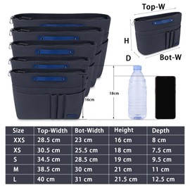 HyFanStr Bag Organizer for Handbags,Tote Bag Organizer Insert Zipper Bag for Women, Handbag Organizer Inside Liner with 15 Pockets, Darkgray, XXS