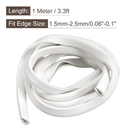 sourcing map U Channel Edge Strips 3.3ft Length Rubber Protection Seal Strip Edge Protector Fits 1.5-2.5 mm Edge (13/64" W x 5/16" H) White