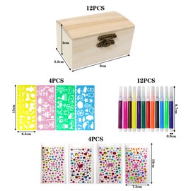 FULUDM Wooden Box Small Mini Treasure Chest Treasure Chest – 12 Pieces Treasure Chest Wooden Set Small Wooden Box with Lid Diamond Sticker Painting Crafts Decorating for DIY Crafts (9 x 5.5 x 5 cm)