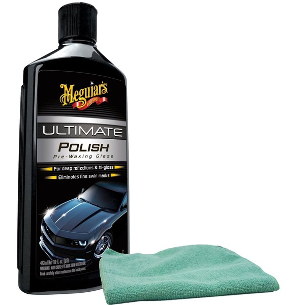 Meguiars Ultimate Polish Pre-Wax Glaze (16 oz) Bundle with Microfiber