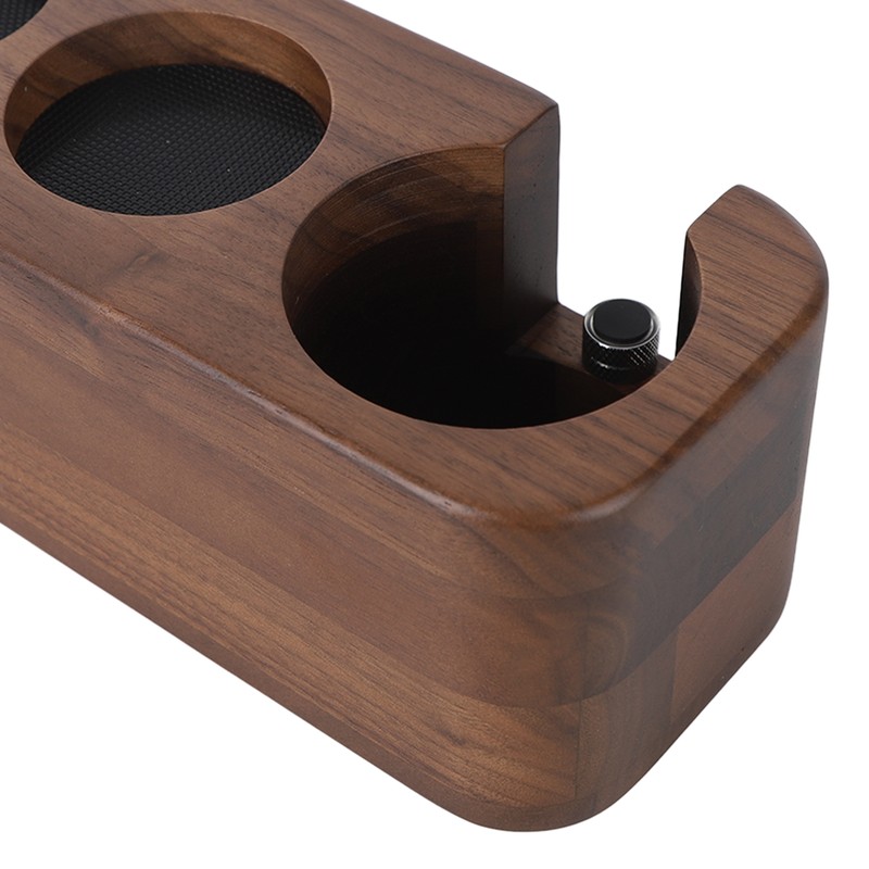 Coffee Tamper Holder 3 Holes Walnut Wood Prevent Slip Stable