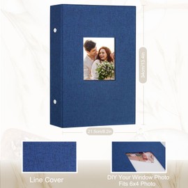 Miaikoe Photo Album 6x4 300 Pockets Slip in Large Capacity Album for Family Wedding Anniversary Linen Album Book Holds 300 Horizontal 10x15cm Photos(300 Pockets, Blue)
