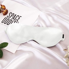 THXSILK 100% Silk Sleeping Mask for Women & Men Girls Adjustable Eye Mask Women's Sleeping Mask 22 Momme Pure Mulberry Silk Breathable Travel Night Mask Unisex, White