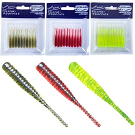 【TACKLAND】 Ajime Byte (Ajing Worms) 10-Piece Pack 3-Color Set (Total 30 Pieces) 1.4~1.5 Inches (3.7~3.8 Cm) Perfect Size for 0.4g~2.0g Jig Heads Ideal for Bottom Fish and Small Fish (Ajime Byte