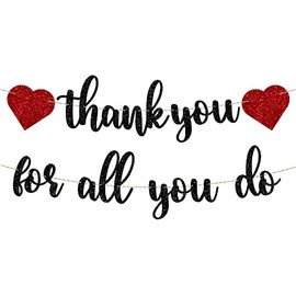 Thank You for All You Do Banner Black Glitter Banner Employee Teacher Doctor Nurse Staff Appreciation Banner Party Decor
