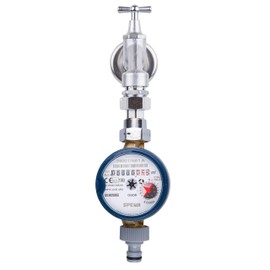 Water Meter with Mounting Kit for Stopcock Tap Calibration Current Year 2019