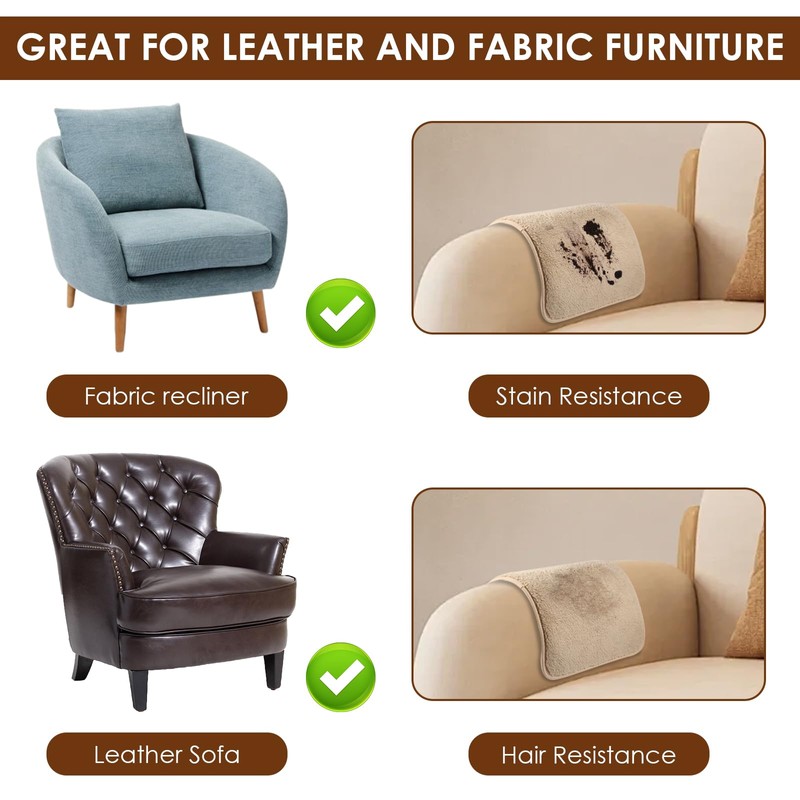 5 Pcs Sofa Armrest Cover Recliner Headrest Protector Nonslip Armchair