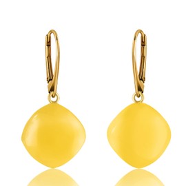 Amber by Mazukna - Amber Earrings - Elegant Amber Jewellery Hanging with Golden Fitting for Women, Teardrop Amber Earrings, Women's Jewellery, Sterling Silver Amber Sterling silver amber Gold Plated