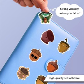 55pcs Acorn Cartoon Stickers; Fall Food Cute Cartoon Aesthetic Vinyl Waterproof Stickers for Laptop Bumper Skateboard Water Bottles Computer Phone Stickers for Kids Teens Party Favors (Acorn)
