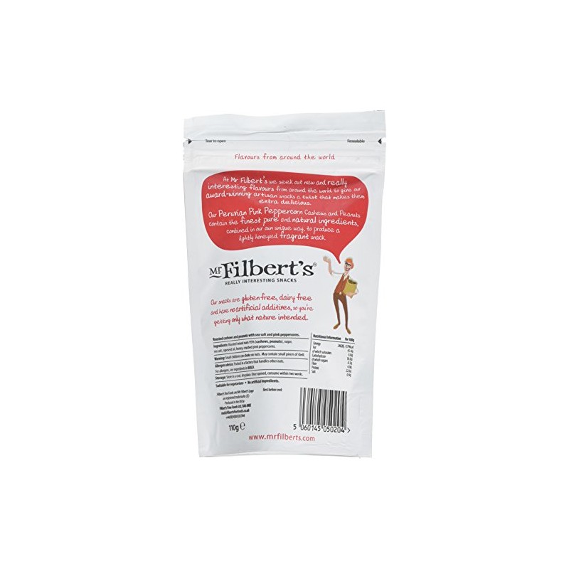 Mr. Filbert's Peruvian Pink Peppercorn Cashews and Peanuts, 110 g