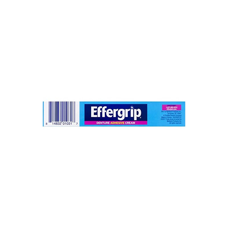 Effergrip Extra Strong Denture Adhesive Cream, Zinc Free 2.5 oz