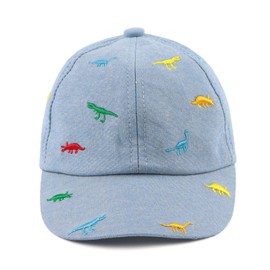 XIAOHAWANG Cotton Boys Baseball Hat Embroidery Dinosaur Toddler Boy Sun Hats Summer Kids Trucker Cap 2-5 Years (Sky Blue)