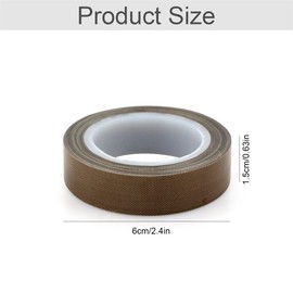 Teflon Tape PTFE Tape High Temperature Tape Glass Fabric Tape 2 Pieces Teflon Tape Vacuum Machine Sealing Tape Insulation Tape for Vacuum Sealer Machine Hand or Impulse Sealer(15mm x 10m)