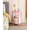 TUTOTAK Oval End Table with Woven Storage Basket, Pink Small