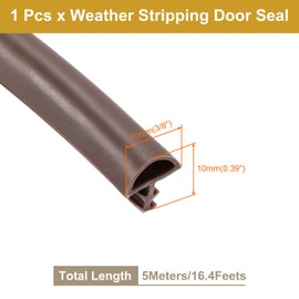 PATIKIL Window Weather Stripping Door Seal, 3/8" Wide Kerf Mount Weatherstrip Seal for Door Frame Window (5 m/16.4 ft, Brown)