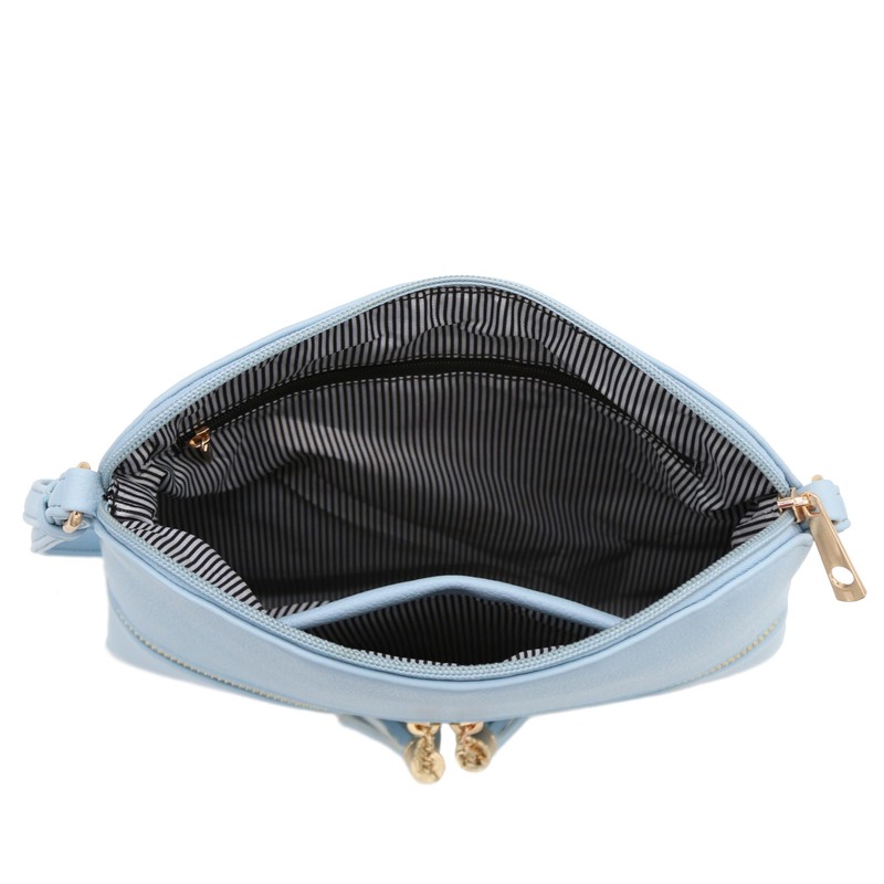 DELUXITY Lightweight Medium Crossbody Bag with Tassel (Light Blue)
