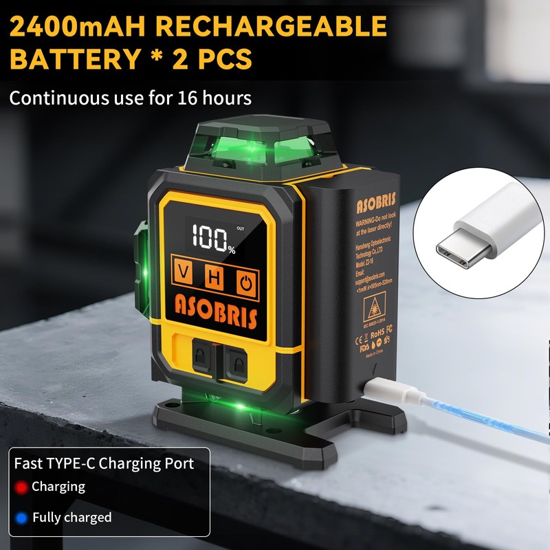 Laser Level 4x360° Self Leveling with Tripod & LCD Touch