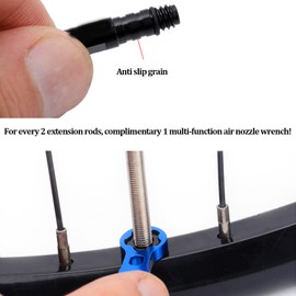 Yunir Tire Valve Extender, Portable Aluminum Alloy Flexible Tire Valve Stem Extension, with Washer Wrench, for Road Bicycle Bike (80mm)