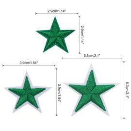 sourcing map 5Star Iron on Patches Embroidered Sew Patches Appliques Garment Embellishments for Clothing Repair Backpack Shoes Decoration 1.14"/1.54"/2.1" Pack of 50 (Dark Green)