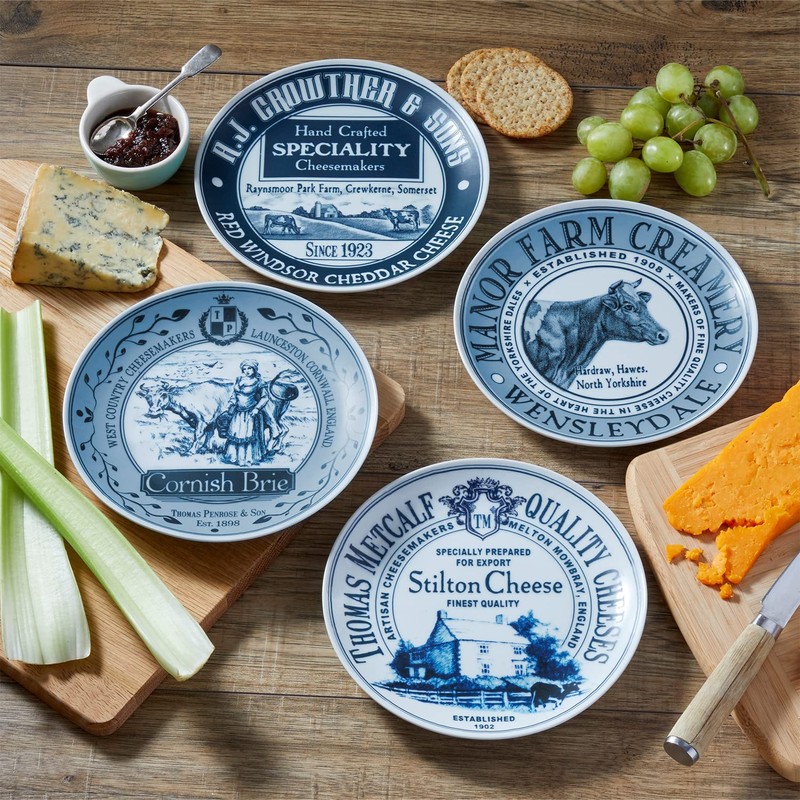 Occasion Set of 4 Cheese Plates 19cm, Ceramic Side Starter