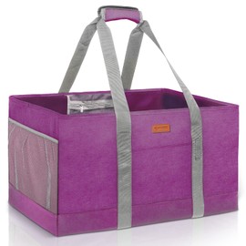 MHOMER Reusable Grocery Bags Extra Waterproof Large Tote Bag with Carrying Handles Reinforced Bottom Durable Oxford Fabric Foldable Shopping Bags for Storage Space Saving Red