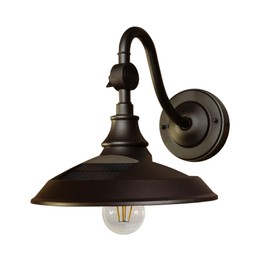 Classy Caps SBL738 Outdoor Dark Bronze Solar Powered Barn Light, Vintage Farmhouse Wall Light with Gooseneck and Edison Bulb, Wall/Fence/Deck/Patio/Outdoor Lighting