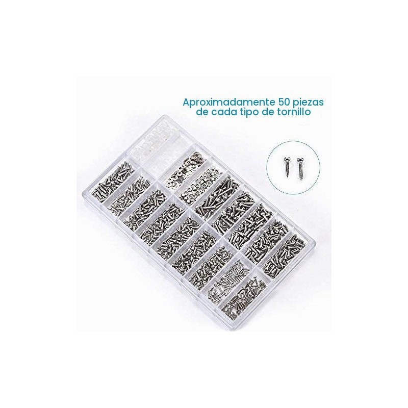 Yosoo - 1000 Piezas Micro Tornillos de Acero Inoxidable