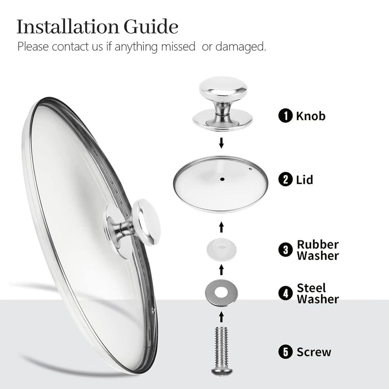 13 In Glass Lid for Frying Pan, Tempered Replacement Cover