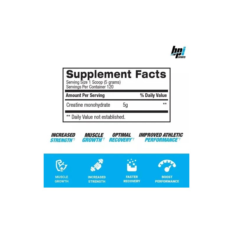 Creatina Micronizada Suplemento BPI Sports Contiene 600 gramos 1,32 Libras