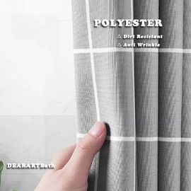 DEARARTBath Grey Grid Shower Curtain Liner for Bathroom, 60''W*72''L inch Fabric Shower Curtain Set with Grommet and 12 Hooks, Waterproof Machine Washable Easy Clear Easy Care