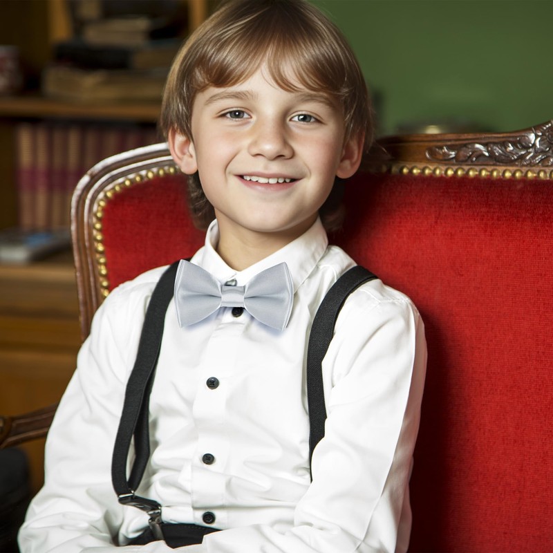 Bskifnn Kids Bow Tie Classic Solid Color Satin Bow Tie