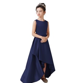 dideyttawl Navy Blue Flower Girl Dress Baby Girl Wedding Guest Dress Hi-Lo Formal Dress for Girls Graduation Dress Girls Navy Dress