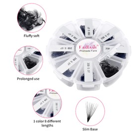 FADLASH Russian Prefabricated 20D 0.07 C Curl 9-16 mm Mixed Eyelash Extensions Promade Russian Fan Eyelashes Prefabricated Eyelash Extension for Beauty (20D-0.07-C-MIX(9-16)